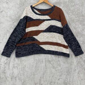Peruvian Connection Pima Cotton Colorblock Boxy Fit Pullover Sweater